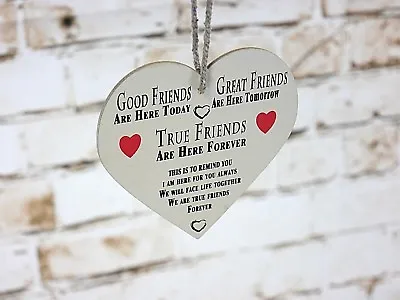 £2.99 • Buy Good Friends Plaque Best Friend Gift Wooden Heart Birthday Wall Hanging Sign