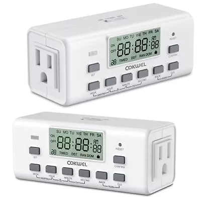 Outlet Timer 2 Pack Digital Timer With Dual Outlets 7 Day Programmable Indoor  • $30.79