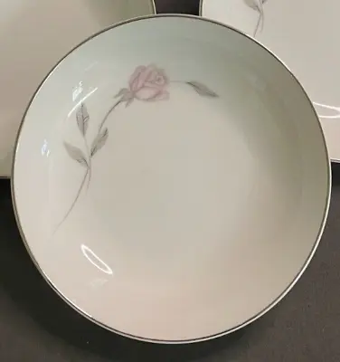 Vintage Mikasa Fine China PRIMROSE Pink Roses Gray Leaves 5.75  Dessert Bowls • $9.99