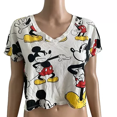 Mickey Mouse Crop Top Womens Large Mickey Mouse Print Stretch • $17.99