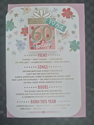 60th Birthday Card Girl Year You Were Born Events From 1964 (9 X 6 ) 60 Sixty • £3.99
