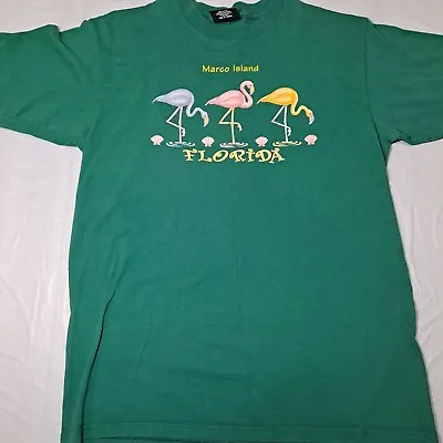 Vintage Marco Island Florida Flamingo Mens Shirt Large Vacation Flamingos  • $14.95