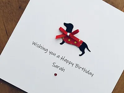 Personalised Handmade Birthday Cards 16 18 21 30 40 50 Sausage Dog Dachshund • £3.65