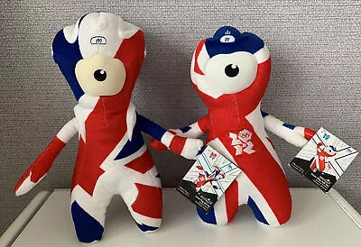 Official London 2012 Olympics Union Jack Mascots Wenlock Mandeville With Tags • £20