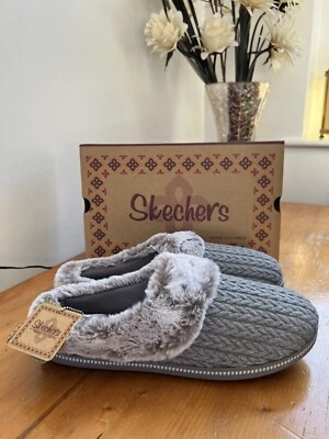 £28 • Buy Skechers Cozy Campfire Grey Slippers UK 6.5 (39.5) BNWT 🌸 167623/GRY
