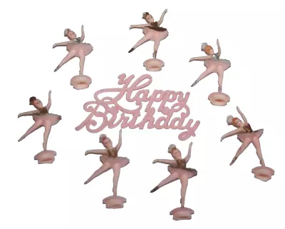 Vintage 1950s Ballerina Dancer Cake Toppers - Lot Of 7 Plus Happy Birthday Piece • $19.95