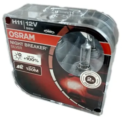 H11 OSRAM Night Breaker Silver PGJ19-2 2pcs Up To 100% More Light 64211NBS-HCB • $30.92