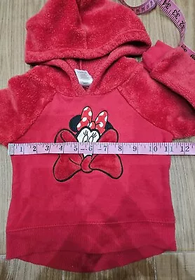  Minnie Mouse Hoodie Sweater Disney Girls Size 3T Red Color Long Sleeve Fleece • $10.95