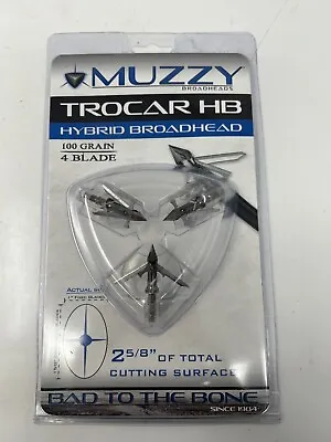 Muzzy 297 Trocar HB Hybrid 4 Blade Broadhead - 3 Pack NEW • $25