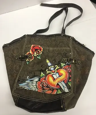 Red By Marc Ecko Skull Roses Ed Hardy  Purse / Shoulder Bag Broken • $9.99