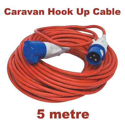 5 Metre Caravan Hookup Cable Lead Orange 16 Amp 3 Pin (16 Feet Approx) • £15.60