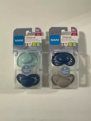 MAM Baby Pacifiers 16+ Months 2Pk BPA/BPS Silicone Nipple Matte Finish Lot Of 2 • $14.50