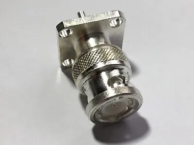 BNC Male Plug 4 Holes Pane/Flange Solder Cup RF Connector New Greenpar 50ohm • £4.98