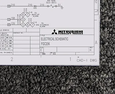Mitsubishi Forklift FGC20K Electrical Wiring Diagram Manual • $209.30