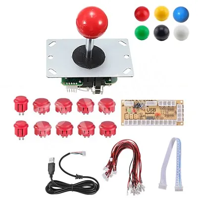 DIY Arcade Joystick Kit 5Pin Joystick Cable 24/30mm Buttons USB Encoder US Stock • $23.99