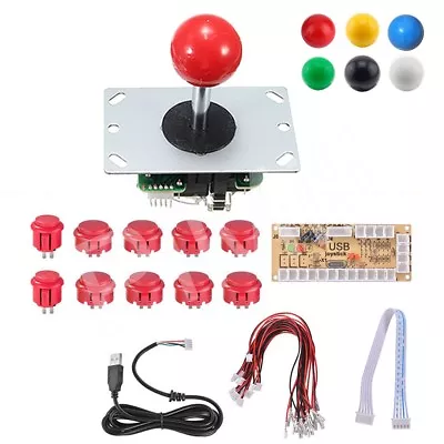 $23.99 • Buy DIY Arcade Joystick Kit 5Pin Joystick Cable 24/30mm Buttons USB Encoder US Stock
