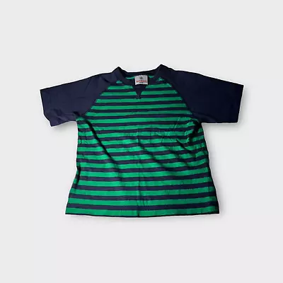 HANNA ANDERSSON | Navy & Green Striped Boys Youth T-shirt | Play Casual Size 120 • $12.95