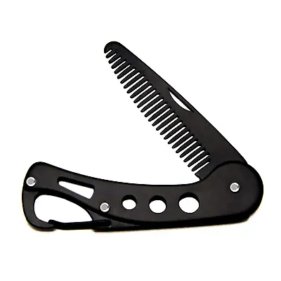 Stainless Steel Folding Beard Comb For Men Mustache Comb Multifunctional Pocket • $10.66