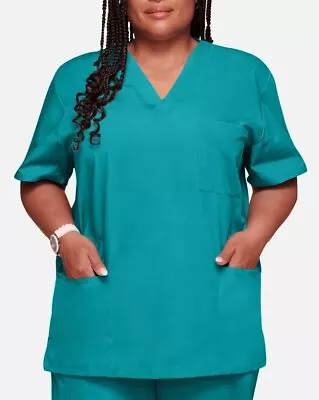 MEDICAL SCRUBS - Cherokee 4876 V-Neck Top - 3 Pockets - TEAL - BNWT • £9.95