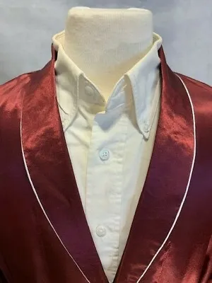 Mens Silk Satin Robe -Burgundy White Piping  ''  5 Day Delivery - USA Seller '' • $19.50