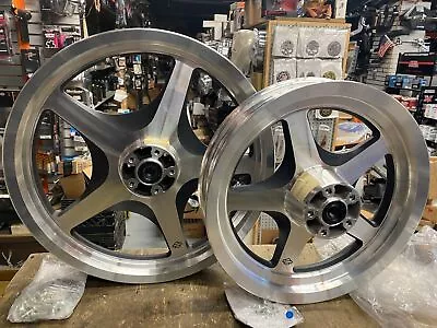 NOS THUNDER STAR MAG WHEELS DYNA SPORTSTER 16-19 FACTORY HARLEY 3/4 FXD Black! • $1999.95