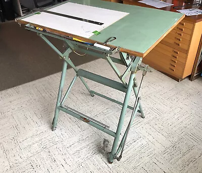 Vintage Industrial French Architect's Drawing Table From L. Sautereau • $250