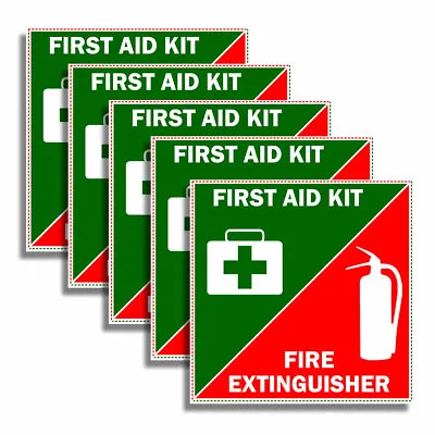 First Aid And Fire Extinguisher 5 Pack Lot Safety Vinyl Stickers 2.5  • $7.99