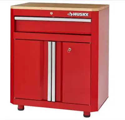 Husky 24-Gauge Steel 1-Drawer 2-Door Garage Base Cabinet In Red • $157.50