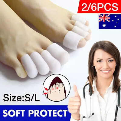 $7.40 • Buy Silicone Toe Sleeve Gel Toe Cap Cover Protector Finger Tube Corn Pain Relief AU 