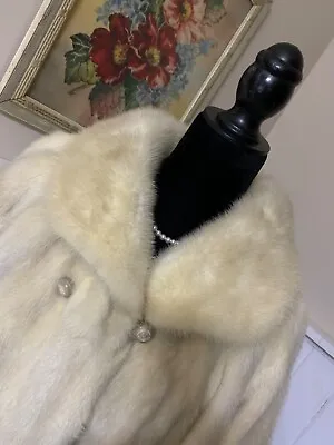 Vintage Genuine Ivory Mink Fur Coat Jacket Stroller PLUS SIZE • $385