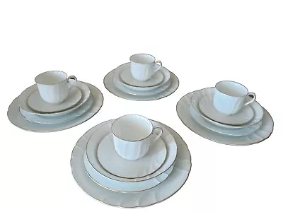 Mikasa Fine China Wedding Band Gold FOUR 5 Piece Place Settings L9709 20 Pieces • $140