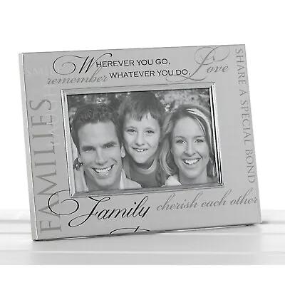 Satin Silver Family Photograph Frame Family Sentiments Photo Picture Brush Steel • £11.99