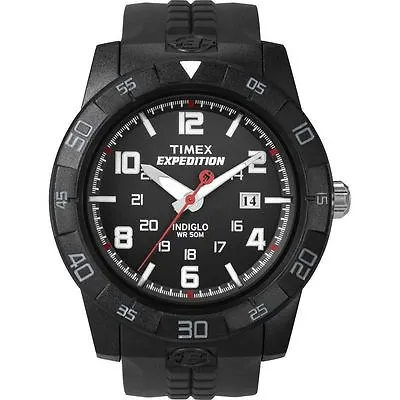 Timex T49831 Men's  Expedition  Black Resin Watch Indiglo Date 50 Meter NEW • $39.90