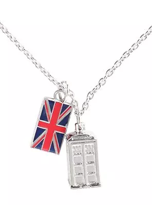 Dr Who Necklace Pendant 18  3  Extender Tardis British Union Jack Flag New Bbc • £9.64