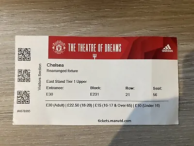 £10 • Buy Manchester United V Chelsea - Premier League - 2022/23 - Used Ticket