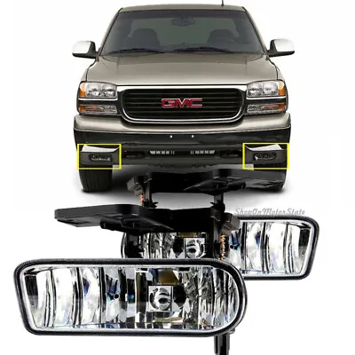 For GMC 99-02 Sierra / 01-06 Yukon Clear Fog Lights Bumper Lamps W/Bulbs • $31.80