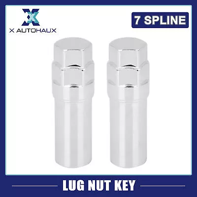 2pcs Chrome 7 Spline Wheel Lug Nut Drive Tuner Key Tool Lock 16mm Silver Tone • $14.49