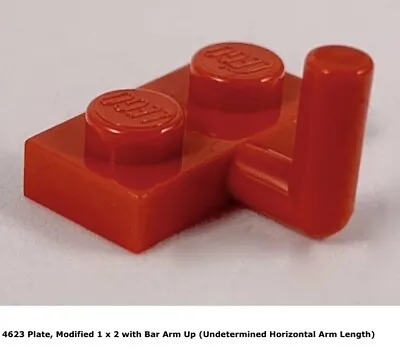 Lego 1x 4623 Red Plate Modified 1 X 2 With Bar Arm Up 8039 • $6.29