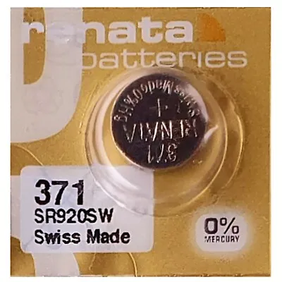 Renata Premium 371 SR920SW Watch Battery SR69 SB-AN 1.5V Silver Oxide • £2.39