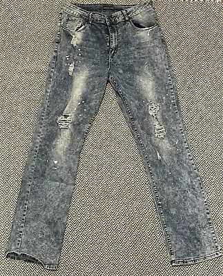 Buckle Black Men’s Distressed Acid Washed Relaxed Straight Flex Blue Jeans 34x34 • $49.99