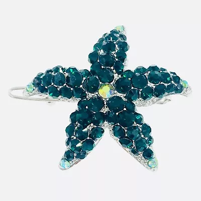 Starfish Hair Clip Use Swarovski Crystal Hairpin Seastar Mermaid Silver Green #2 • $13.99