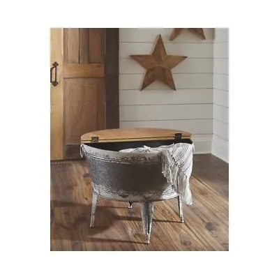 Rustic Coffee Table Storage Farm Cabin Lift Top Cocktail Drum Vintage Industrial • $199.95