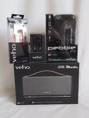 Veho Bundle M6 Mode Bluetooth Retro Speaker Pebble Battery Pack Plug Headphones • £79.99