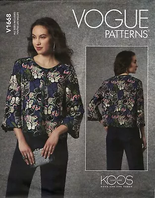 Vogue V1668 KOOS COUTURE  Topstitched Jacket W Snap Closure Sz 8-22 UC Pattern • $14.95