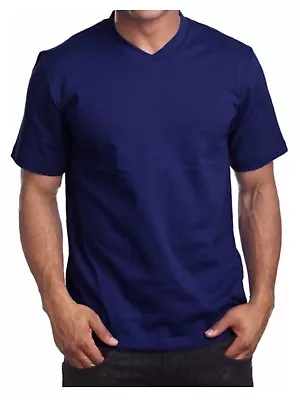 $10.43 • Buy Mens T-Shirt Big And Tall Heavy Weight V-NECK Camo Plain Solid Active Tee S-5X 