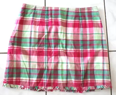 Just Madras Womens Skirt Sz L Pink Green Plaid Preppy Beach Golf F451 • $19