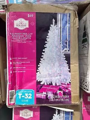 Holiday Time 6.5 Foot Pre-Lit Clear Lights Madison Pine White Christmas Tree 540 • $69.95