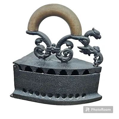  Coal Iron Charcoal With Ornate Latch Metal Handle Antique • $595