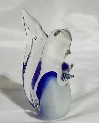 Blown Glass Squirrel Statue/figurine Blue Accent Color Murano Style Decor • $20