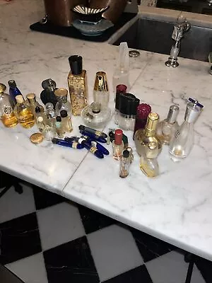 LOT OF 37 VINTAGE ANTIQUE Regular And MINIATURE PERFUME BOTTLES Glass Decor • $50